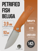 Нож Petrified Fish Beluga, K110, Sandblasting, Micarta Brown Handle, PFP01KMP